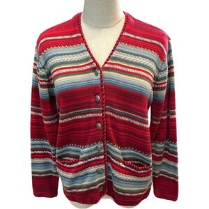 Vtg Talbots Colorful Striped Cardigan S Cottage Southwestern Cabin‎ Indie